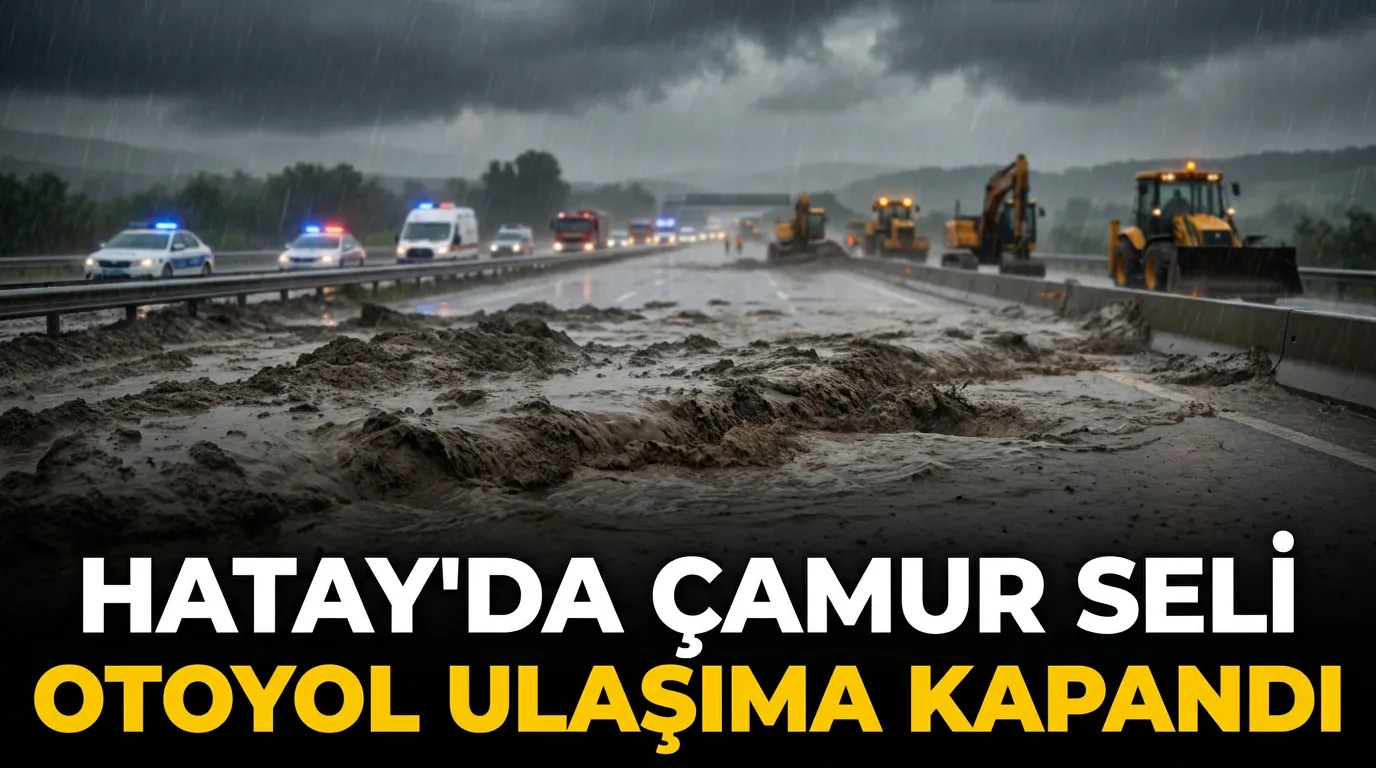 Hatay Dörtyol’da Şiddetli Yağış: Çamur Seli Otoyolu Ulaşıma Kapattı